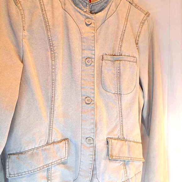 Mossimo Women's Jean Jacket Beige Waist Length Buttons Pockets  L - Picture 2 of 7
